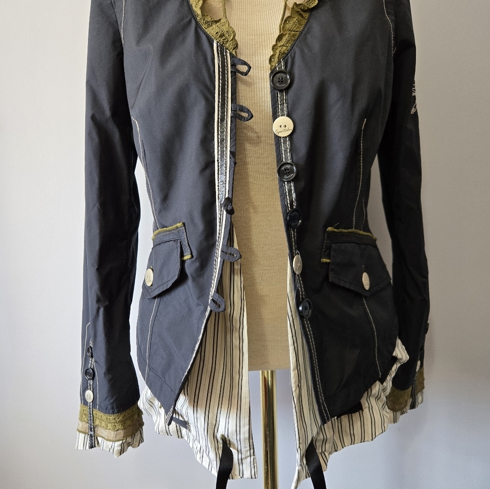 SPORTALM AUSTRIA "Vanilla Sky" Unique Navy Jacket With Shirt Underlayer.  Small - Picture 9 of 16